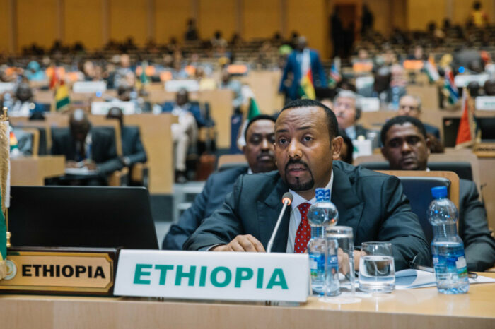 Abiy Ahmed spricht bei einer Konferenz