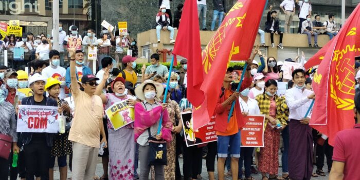 Demo der FGWM 2021 in Yangon/Myanmar