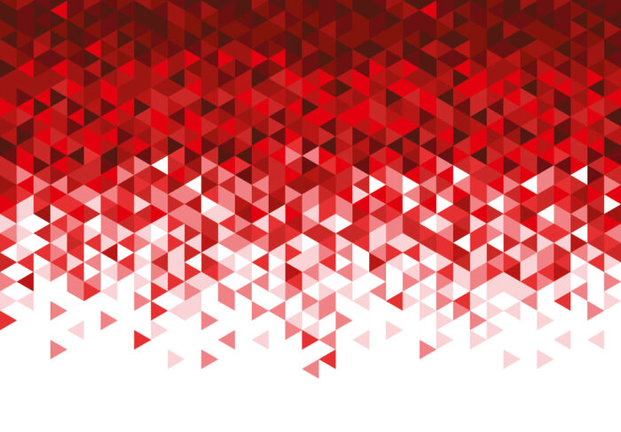 Illustration einer roten Fläche, die nach unten hin in Dreiecke zerfällt