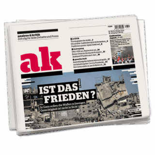 obere Häfte der Titelseite von ak 719, Schlagzeile: Ist das Frieden?