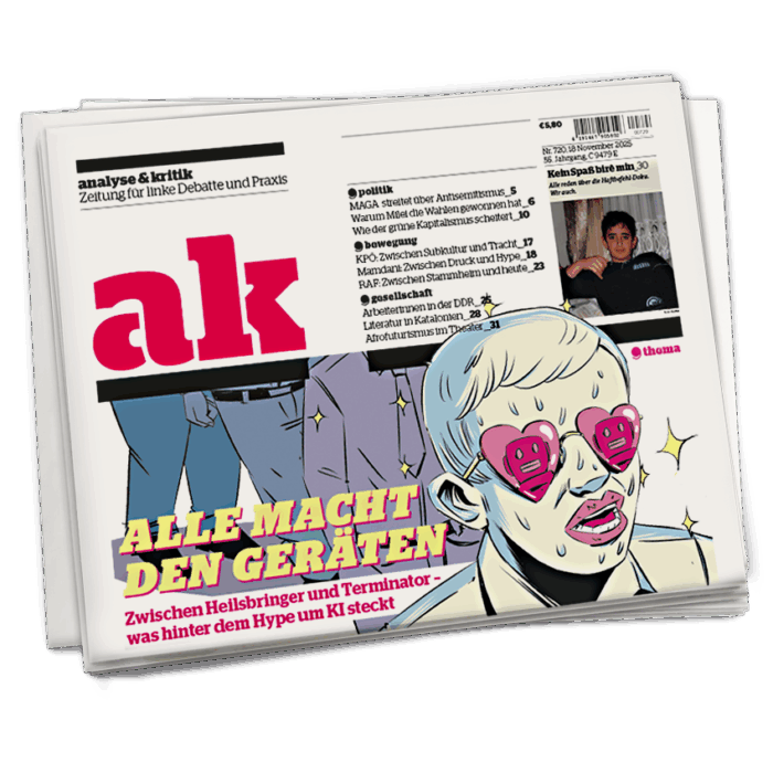 Titelseite von ak 720. Schlagzeile: Alle Macht den Geräten