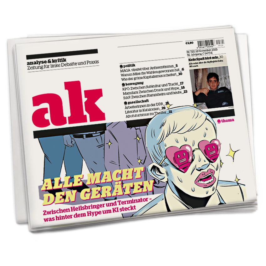 Titelseite von ak 720. Schlagzeile: Alle Macht den Geräten
