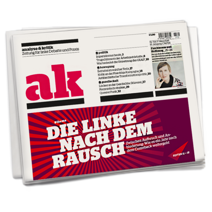 Titelseite von ak 724: Die Linke nach dem Rausch