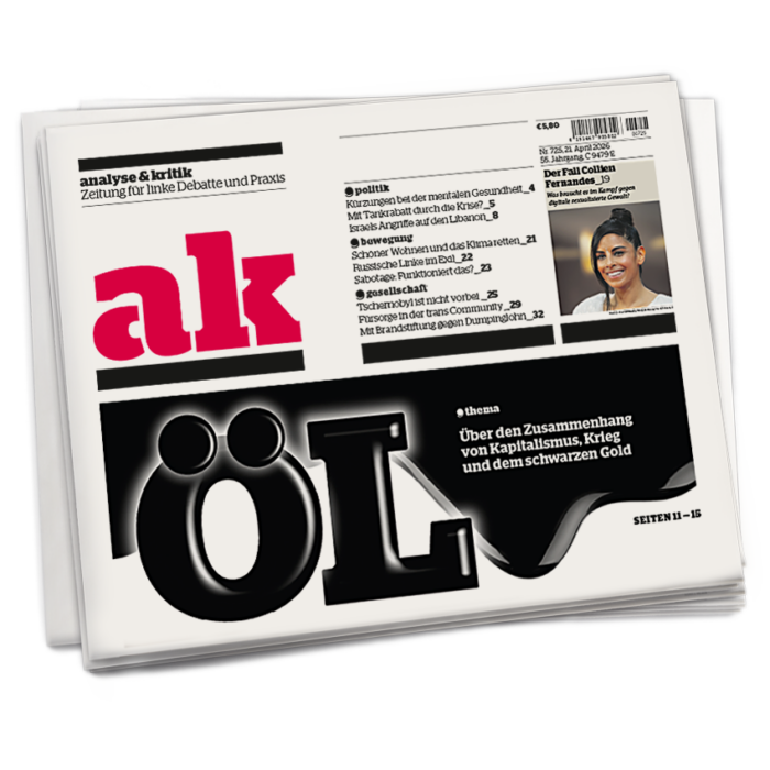 Titelseite von ak 725: In großen schwarzen Buchstaben steht dort ÖL