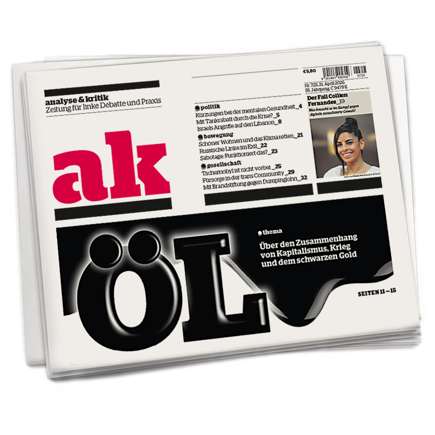 Titelseite von ak 725: In großen schwarzen Buchstaben steht dort ÖL