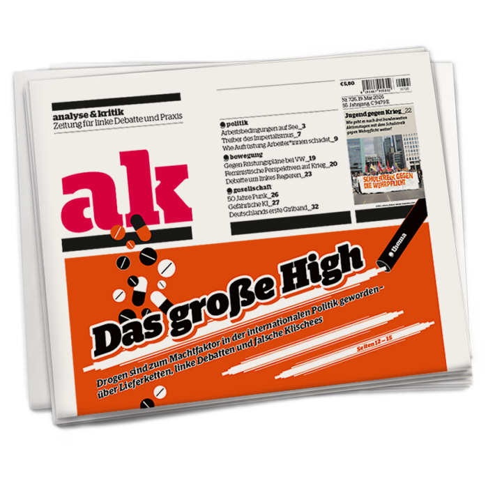 Titelseite von ak 726, Schlagzeile: Das große High
